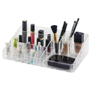 2 of 3:Home Basics Make-Up Tray With Lip Stick Holder, 20 Compartments, Clear, 12.75x3.5x8 Inches 
