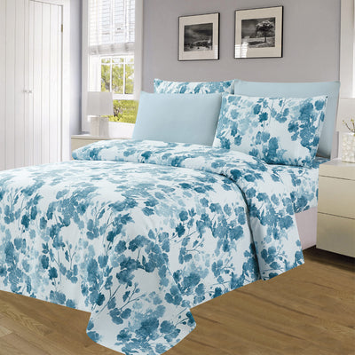 3 of 4:Essentials Neutral 4 & 6 Piece Printed Wrinkle-Free Sheet Set, Ocean Bloom 