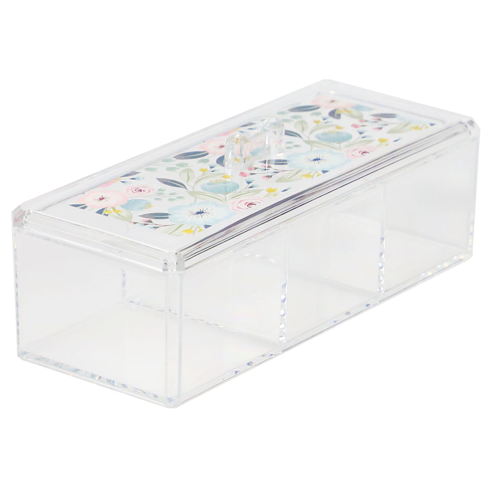 Home Basics Floral Plastic Cosmetic Box, Clear – ShopBobbys