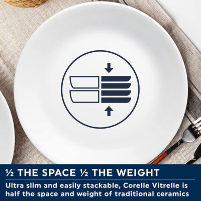 5 of 5:Corelle Vitrelle 12-Piece Glass Dinnerware Set Service for 4, Cobalt Circles 