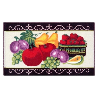 1 of 1:Traditional Fruit Time Non-Slip Kitchen Mat, Cream, 18x30 Inches 