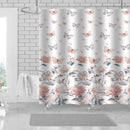 1 of 1:Rideau de douche Selin en toile à imprimé floral et papillon, 13 pièces, avec crochets, blanc, 178 x 183 cm 