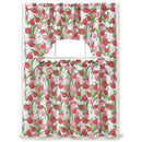 1 of 1:Hinata Tulip Kitchen Curtain Set, Red, Swag Valance 60x36, Tier 30x36 Inches 