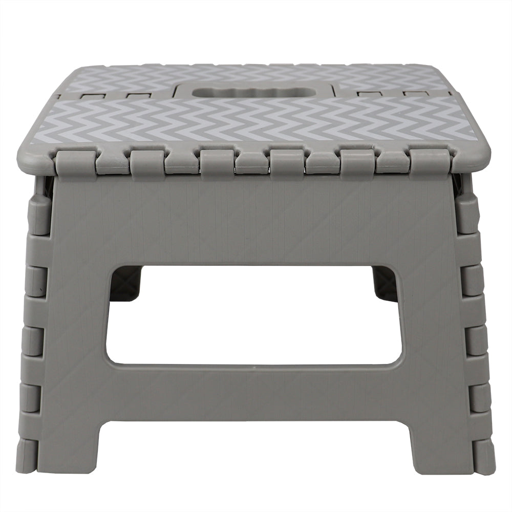 Home Basics Chevron Foldable Plastic Step Stool with Convenient Carryi ...