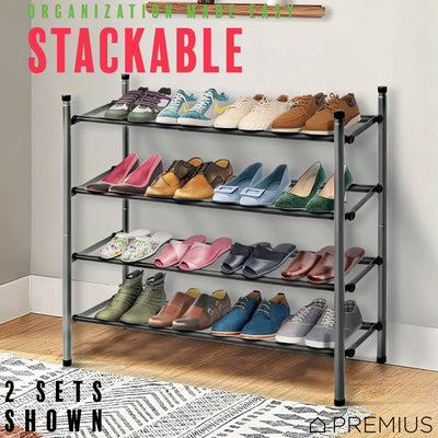 3 of 6:PREMIUS 2-Tier Expandable Shoe Rack, Black, 29x12x16.5 Inches 