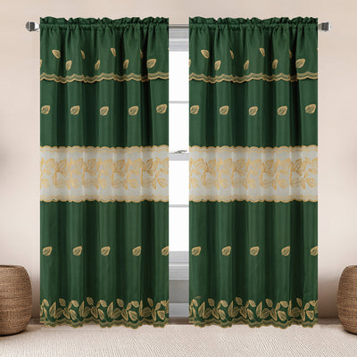 4 of 6:Kaylani Macramé Embroidered Window Curtain Panel with Valance, 55x84 Inches 