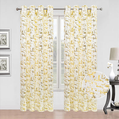 1 of 8:Huston Metallic Foil Grommet Window Curtain Panel, 54x84 Inches 