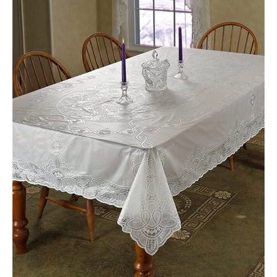 4 of 25:Vinyl Lace Embossed Betenburg Design Tablecloth 
