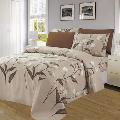 1 of 4:Premium Bright 4 & 6 Piece Wrinkle-Free Sheet Set, Whisper Magnolia 