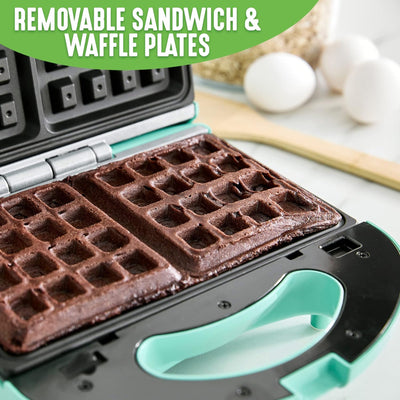 5 of 5:GreenLife Double Electric Ceramic NonStick Waffle Maker, Turquoise 