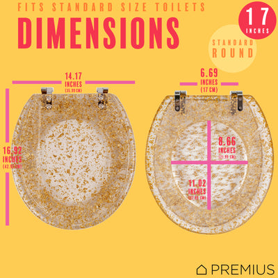 5 of 7:PREMIUS Polyresin Gold Leaf Toilet Seat, Clear, Standard Round, 17 Inches 