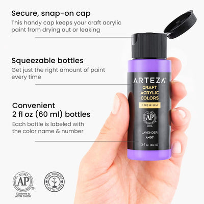 3 of 4:ARTEZA Premium Craft Acrylic Paint, Assorted Colors, 20 Count 