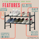 2 of 6:PREMIUS 2-Tier Expandable Shoe Rack, Black, 29x12x16.5 Inches 