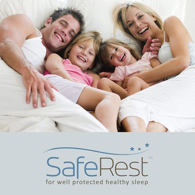 4 of 4:SafeRest Premium Waterproof Pillow Protector Encasement, White, Queen 