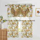 4 of 6:Goldie Floral Kitchen Curtain Set, Waterfall Swag Valance 60x36, Tier 30x36 Inches 