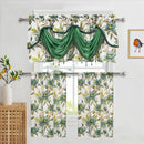 5 of 6:Goldie Floral Kitchen Curtain Set, Waterfall Swag Valance 60x36, Tier 30x36 Inches 
