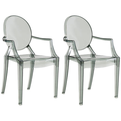 1 of 23:JOON 2 Pack Kids Ghost Chairs with Armrest, 25x13x14.5 Inches, Transparent 