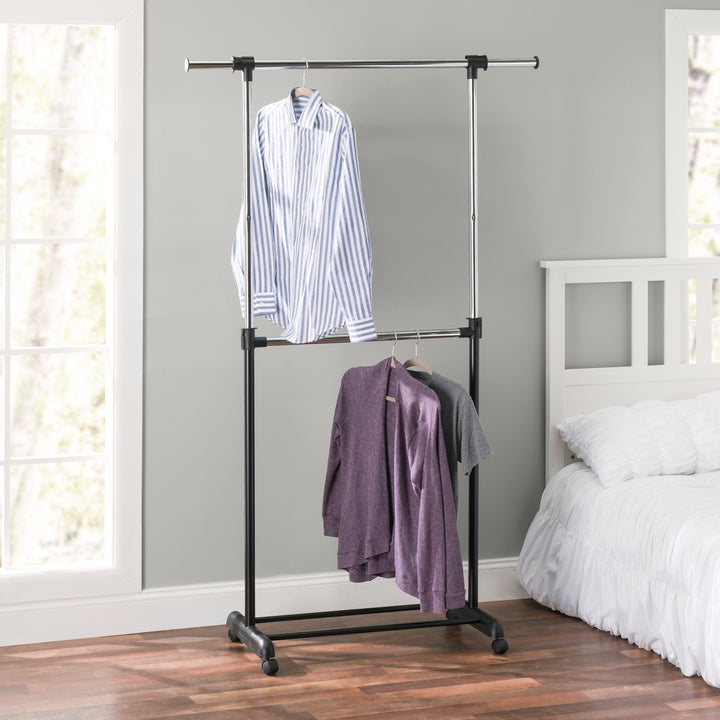Amazonbasics Garment Rack Home Basics 2 Tier Expandable Garment Rack, Black – ShopBobbys