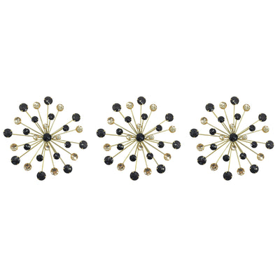 1 of 1:PREMIUS 3 Piece Two-Tone Metal Starburst Wall Decor Set with Jewels, Gold, 10 Inches 