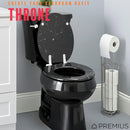 4 of 7:PREMIUS Printed MDF Wood Round Toilet Seat with Plastic Hinges, Black Marble, Standard 17 Inches 