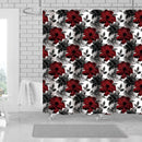 1 of 1:Rideau de douche Nahala en toile à imprimé floral, 13 pièces, avec crochets, rouge-noir, 178 x 183 cm 