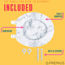 4 of 7:PREMIUS Wood Toilet Seat, White Marble, Standard Round, 17 Inches 