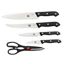 4 of 5:Home Basics 5 Piece Knife Set with Cutting Board, Black 