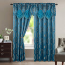 Aurora Tree Leaf Jacquard Window Panel with Attached Valance, Blue, 54x84 Inches