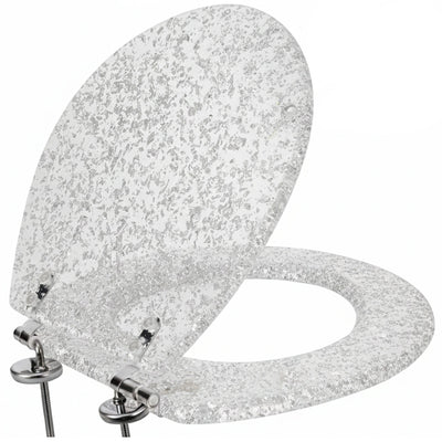 1 of 7:PREMIUS Polyresin Silver Leaf Toilet Seat, Clear, Standard Round, 17 Inches 