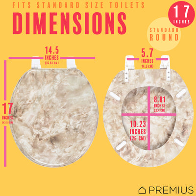 6 of 7:PREMIUS Wood Toilet Seat, Beige Marble, Standard Round, 17 Inches 