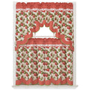1 of 1:Marin Strawberry Printed Kitchen Curtain Set, Red and Cream, Waterfall Swag Valance 60x36, Tier 30x36 Inches 
