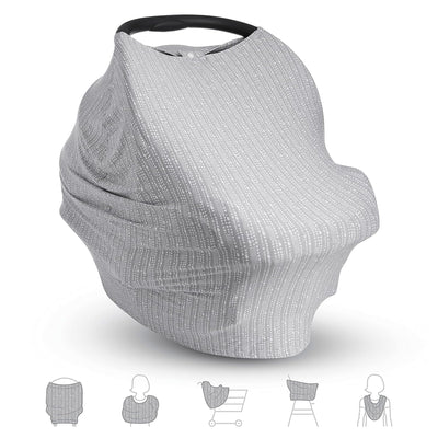 1 of 6:Munchkin 5-in-1 Antimicrobial Nursing Cover for Breastfeeding with Dotted Stripes, Gray 