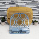 8 of 9:Home Basics Iris Collection Cast Iron Tablet and Cookbook Holder Stand, Slate Blue 