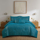 1 of 2:Laure 5-Piece Chenille Corduroy Texture Comforter Set, Blue 