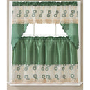 1 of 1:Raquel 3 Piece Embroidered Kitchen Curtain Set, Hunter Green, Swag 60x36, Tiers 30x36 Inches 