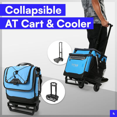 7 of 7:Titan 60 Can Deep Freeze Collapsible Rolling Cooler Cart with Wheels, Process Blue 