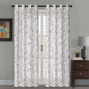 3 of 5:Wessex Printed Floral Faux Linen Grommet Window Panel Curtain, 54x84 Inches 