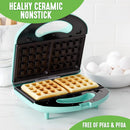 2 of 5:GreenLife Double Electric Ceramic NonStick Waffle Maker, Turquoise 