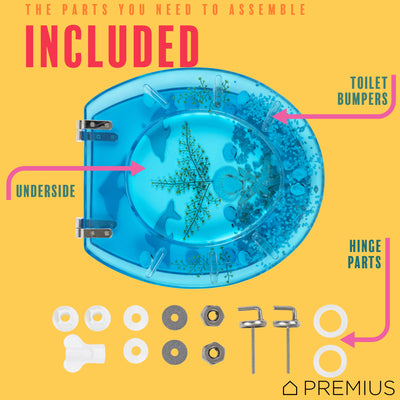 5 of 7:PREMIUS Polyresin Ocean Life Dolphins Toilet Seat, Clear-Blue, Standard Round, 17 Inches 