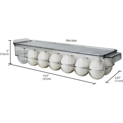 3 of 7:Home Basics Egg Holder with Clear Cover, Holds 14 Eggs, 14.5x4.75x3 Inches 
