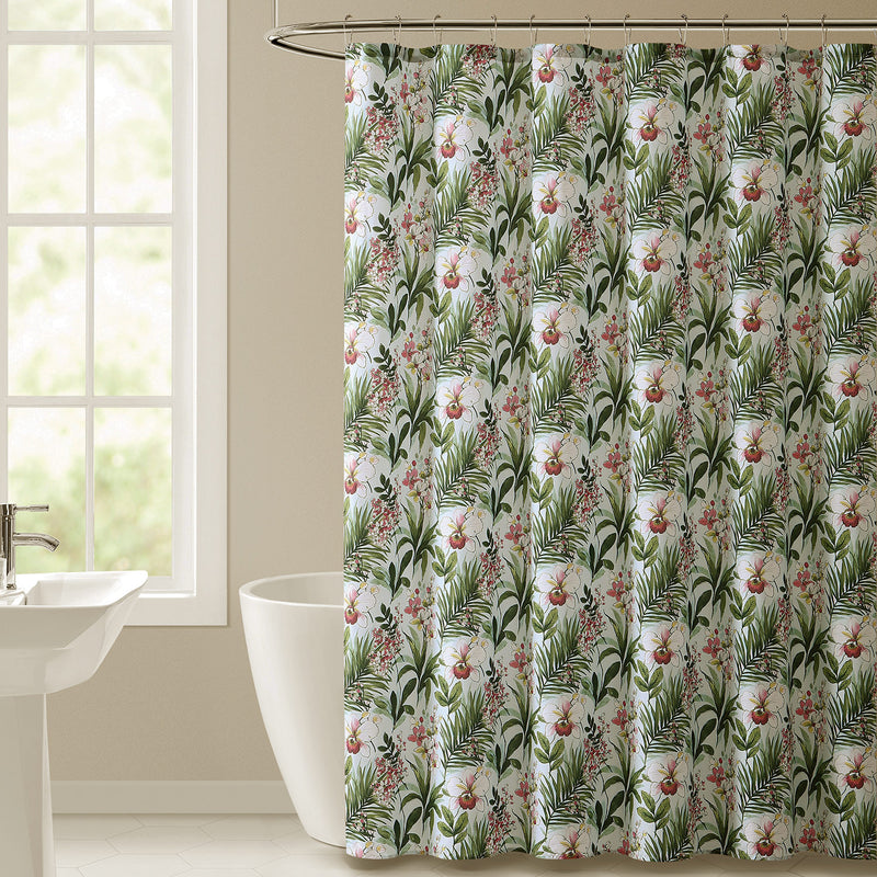 Haley Floral 13-Piece Shower Curtain Set With Hooks, Multi, 72x72 Inches