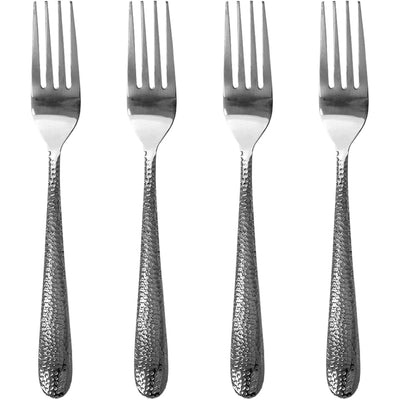1 of 4:Home Basics 4 Piece Stainless Steel Dinner Forks Set, Textured Handles, Silver 