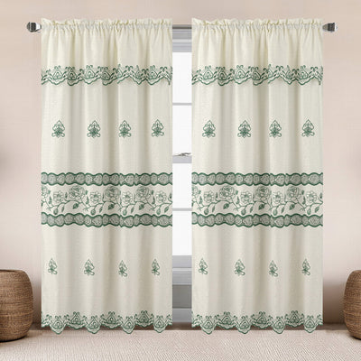 1 of 6:Sufeena Jacquard Macrame Window Curtain Panel with Valance, 55x84 Inches 