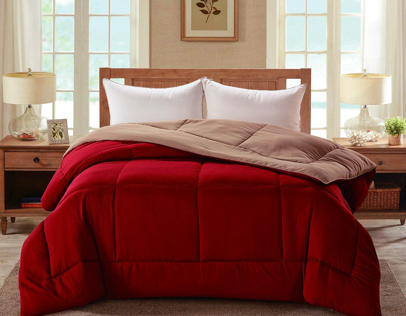 Madison Down Alternative Reversible Comforter, Red-Tan
