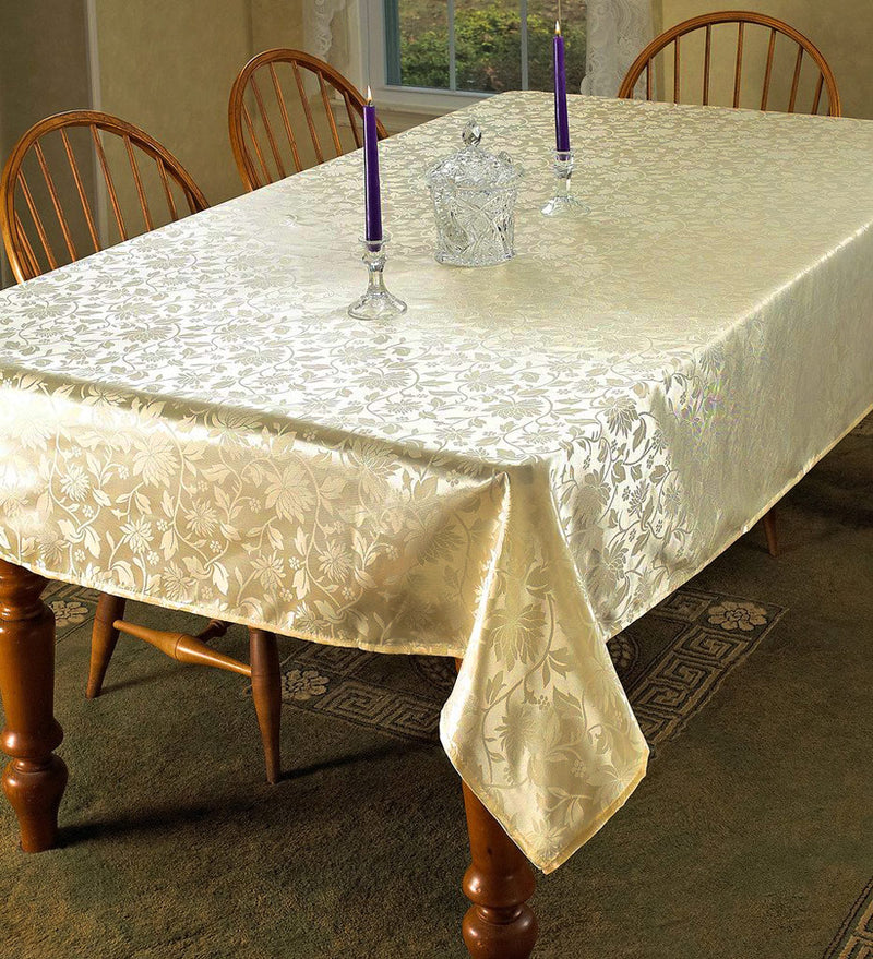 European Floral Design Tablecloth, Ivory