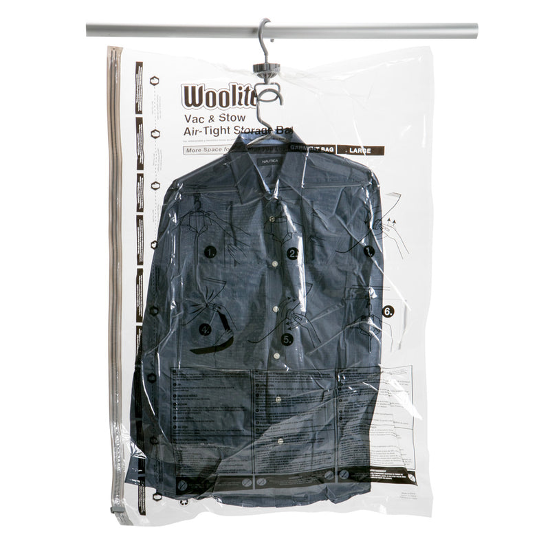 Woolite Vac-N-Stow Air-Tight Hanging Garment Bag, Large, 35x48 Inches