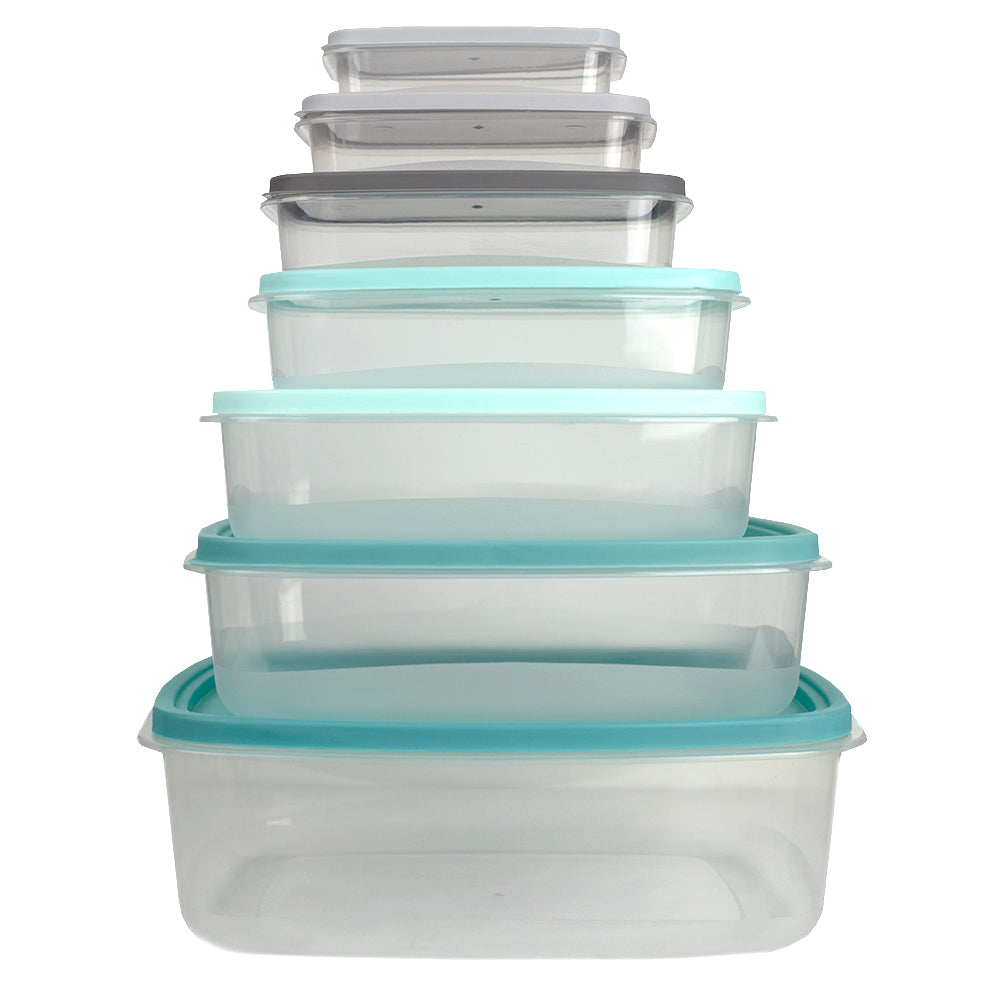 Home Basics 14 Piece Plastic Food Storage Container Set with Secure Fi ...