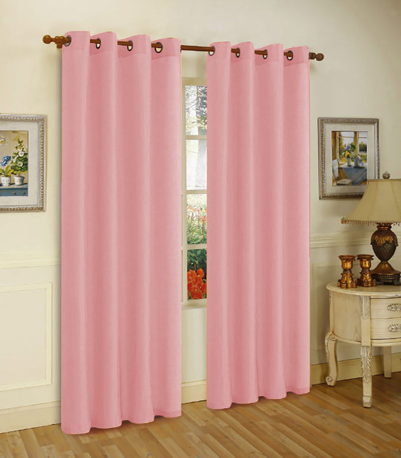 Melanie Faux Silk Panel With 8 Grommets, Baby Pink, 55x84 Inches