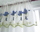 Vittoria Floral Embroidered Double Panel With Attached Valance, Navy, 54x84 Inches