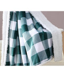 Buffalo Check Flannel-Sherpa Throw Blanket, Hunter Green, 50x60 Inches
